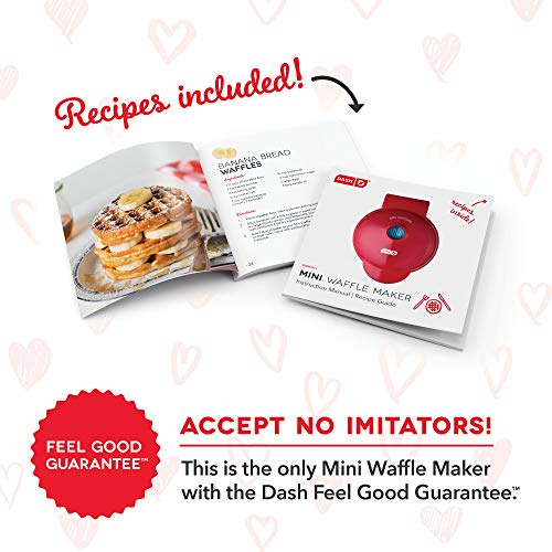 Dash DMW001HR Mini Waffle Maker Machine for Individual Portions, Paninis, Hash browns, Chaffles, Other On The Go Breakfast, Lunch, or Snacks, Red Heart