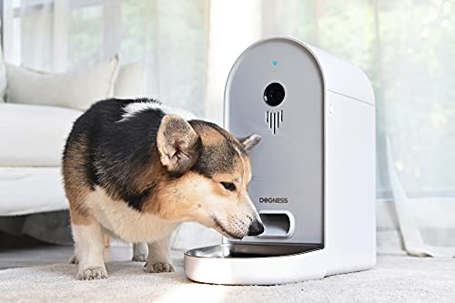 DOGNESS Automatic WiFi Dog/Cat Smart Camera Feeder - 6.5Lbs Large Capacity App Control Food Dispenser with WiFi, Portion Control, Voice Recording, Camera, Timer Programmable - Dark Blue