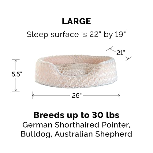 Furhaven Pet Dog Bed | Round Oval Cuddler Ultra Plush Faux Fur Nest Lounger Pet Bed for Dogs & Cats, Cream, Large