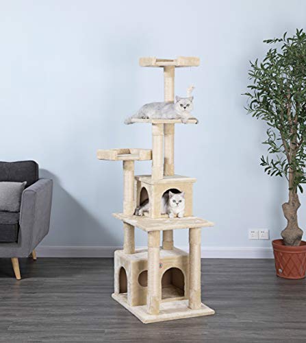 Go Pet Club Cat Condo, 67-Inch, Beige