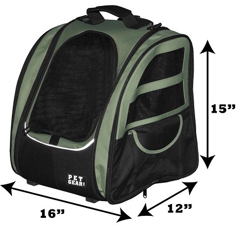 Pet Gear I-GO2 Roller Backpack, Travel Carrier, Car Seat for Cats/Dogs, Mesh Ventilation, Included Tether, Telescoping Handle, Storage Pouch