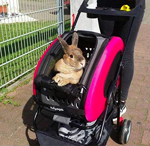 5 in 1 Pet Carrier + Backpack + CarSeat + Pet Carrier Stroller + Carriers with Wheels for Dogs and Cats All in ONE (Pink)