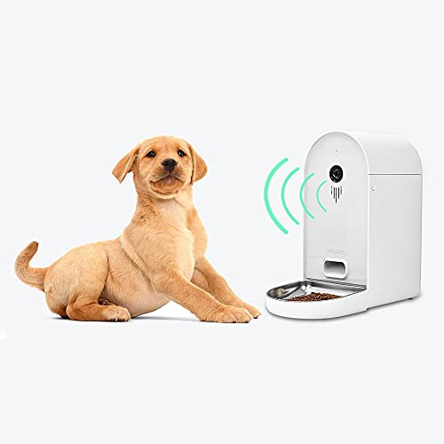 DOGNESS Automatic WiFi Dog/Cat Smart Camera Feeder - 6.5Lbs Large Capacity App Control Food Dispenser with WiFi, Portion Control, Voice Recording, Camera, Timer Programmable - Dark Blue