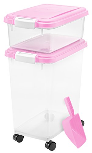 IRIS USA 3 Piece Airtight Pet Food Storage Container Combo, Pink MP-8/MP-1/SCP-2