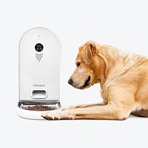 DOGNESS Automatic WiFi Dog/Cat Smart Camera Feeder - 6.5Lbs Large Capacity App Control Food Dispenser with WiFi, Portion Control, Voice Recording, Camera, Timer Programmable - Dark Blue