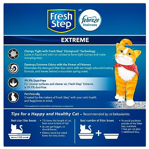 Fresh Step Extreme Scented Litter with The Power of Febreze, Clumping Cat Litter  Mountain Spring, 14 lb, Grey