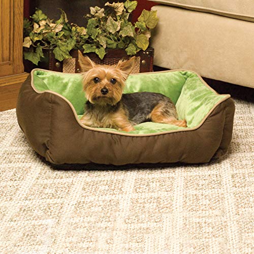 K&H Manufacturing Self-Warming Lounge Sleeper Pet Bed, Mocha/Green, Small