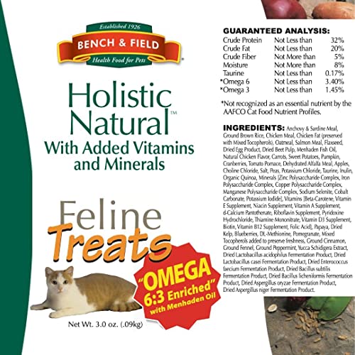 Bench & Field Holistic Natural Feline Treats, 3-Ounce Jars (Pack of 6)