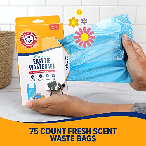 Arm & Hammer 71041 Easy-Tie Waste Bags, Blue, 75-Pack
