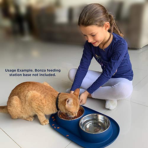 Bonza Two Piece Replacement Stainless Steel Dog Bowls for Pet Feeding Station. For Small Dogs and Cats,12oz