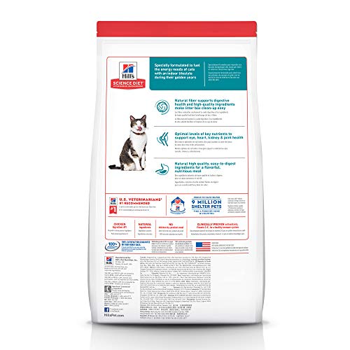 Hill's Science Diet Dry Cat Food, Adult 11+, Indoor, Chicken Recipe, 7 lb Bag