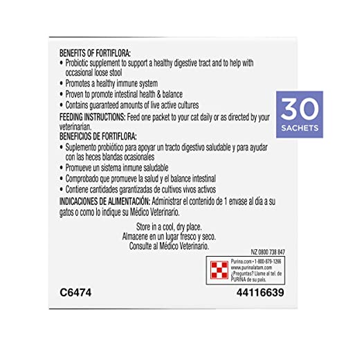 Purina Pro Plan Veterinary Diets Probiotics Cat Supplement, Fortiflora Feline Nutritional Supplement - 30 ct. Box