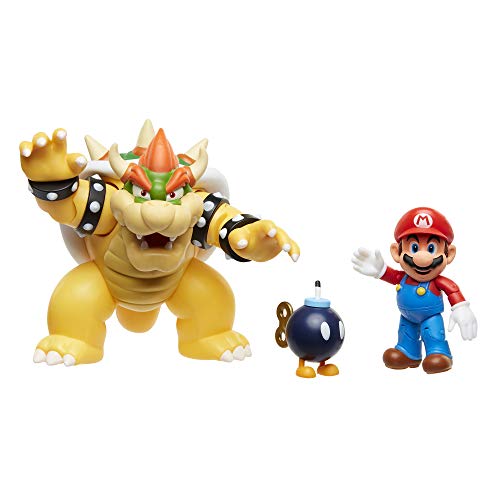 Nintendo Super Mario Bowser Vs Mario Diorama Figure 3 Pack
