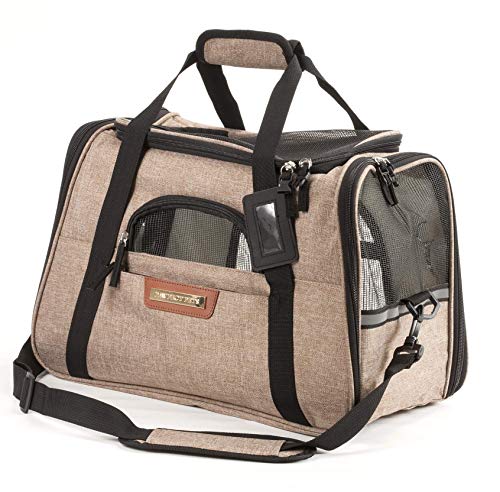 Pawfect Pets Pet Travel Carrier, Soft-Sided with Two Pet Mats for Small Dogs and Cats (Khaki)