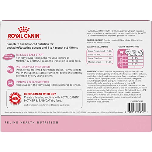 Royal Canin Mother & Babycat Ultra-Soft Mousse in Sauce Wet Cat Food for New Kittens and Nursing or Pregnant Mother Cats, 3 Ounce Can (Pack of 12)