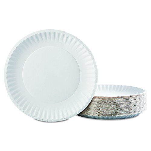 AJM Packaging Corporation PP9GRAWH Paper Plates, 9" Diameter, White, 12 Packs of 100 (Case of 1200)
