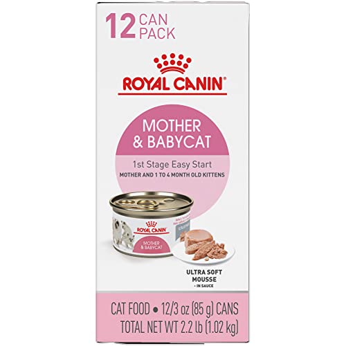 Royal Canin Mother & Babycat Ultra-Soft Mousse in Sauce Wet Cat Food for New Kittens and Nursing or Pregnant Mother Cats, 3 Ounce Can (Pack of 12)