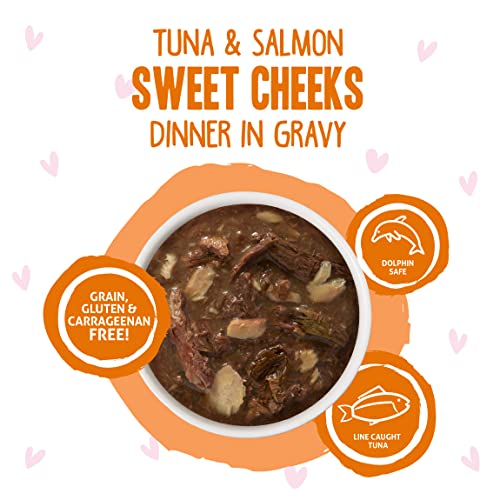 B.F.F. Omg - Best Feline Friend Oh My Gravy!, Tuna & Salmon Sweet Cheeks With Tuna & Salmon In Gravy Cat Food By Weruva, 3Oz Pouch (Pack Of 12)