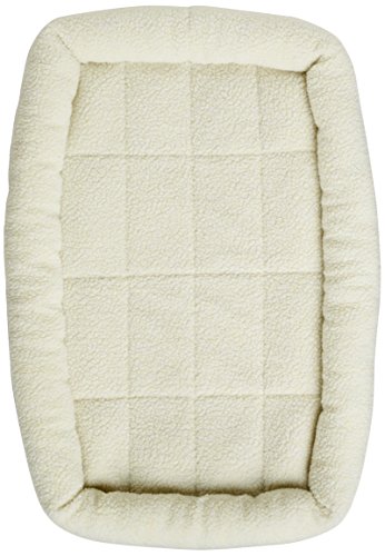 Amazon Basics Faux Sherpa Padded Bolster Pet Bed, Beige, 35 x 22 inches