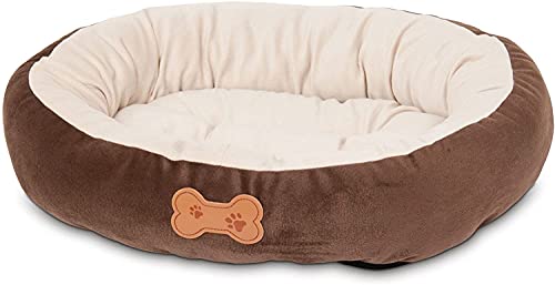 Aspen Pet Oval Cuddler Pet Bed, 20-Inch by 16-Inch, Chocolate Brown
