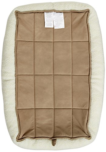 Amazon Basics Faux Sherpa Padded Bolster Pet Bed, Beige, 35 x 22 inches