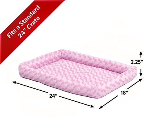MidWest Homes for Pets 24L-Inch Pink Dog Bed or Cat Bed w/ Comfortable Bolster | Ideal for 'Small' Dog Breeds & Fits a 24-Inch Dog Crate | Easy Maintenance Machine Wash & Dry