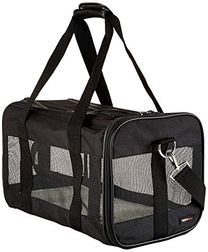 Amazon Basics Soft-Sided Mesh Pet Travel Carrier, Medium, 17 x 10 x 10 Inches, Black