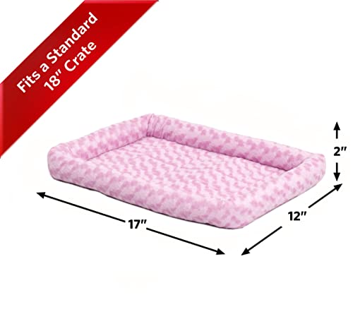 Mid West Homes for Pets 18L-Inch Pink Dog Bed or Cat Bed w/ Comfortable Bolster | Ideal for 'Toy' Dog Breeds & Fits an 18-Inch Dog Crate | Easy Maintenance Machine Wash & Dry