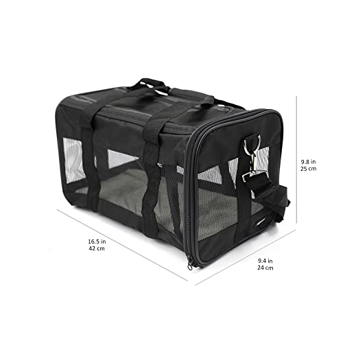 Amazon Basics Soft-Sided Mesh Pet Travel Carrier, Medium, 17 x 10 x 10 Inches, Black