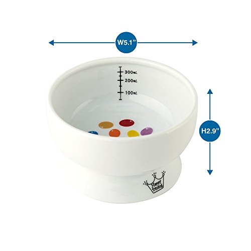 Necoichi Raised Cat Water Bowl, Elevated, with Measurement Lines, Dishwasher and Microwave Safe, No.1 Seller in Japan! (Jelly Bean, Regular)