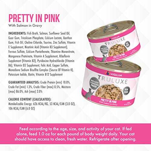 Weruva Truluxe Cat Food, Pretty In Pink With Wild-Caught Salmon In Gravy, 3Oz Can (Pack Of 24)