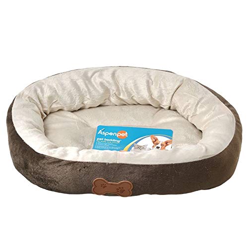 Aspen Pet Oval Cuddler Pet Bed, 20-Inch by 16-Inch, Chocolate Brown