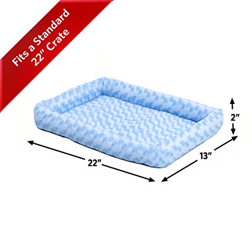 MidWest Homes for Pets Bolster Pet Bed for Dogs & Cats 22L-Inch Blue Dog Bed or Cat Bed w/ Comfortable Bolster | Ideal for XS Dog Breeds & Fits a 22-Inch Dog Crate