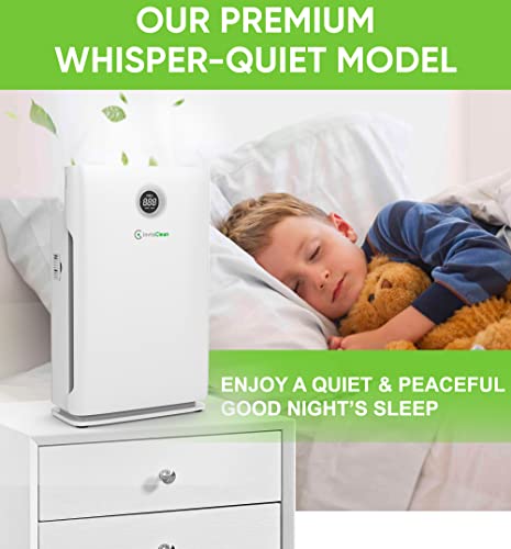 InvisiClean Claro Air Purifier - 4 in 1 True HEPA, Ionizer, Carbon + UV-C Sanitizer - Air Purifier for Allergies & Pets, Home, Large Rooms, Smokers, Dust, Mold, Allergens, Odor Elimination - IC-4524