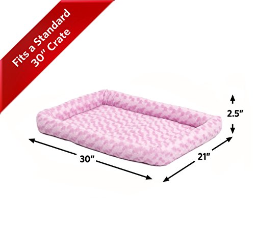 MidWest Homes for Pets Bolster Pet Bed for Dogs & Cats 30L- Inch Pink Dog Bed or Cat Bed w/ Comfortable Bolster | Ideal for Medium Dog Breeds & Fits a 30-Inch Dog Crate