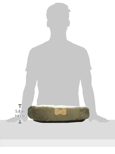 Aspen Pet Oval Cuddler Pet Bed, 20-Inch by 16-Inch, Chocolate Brown