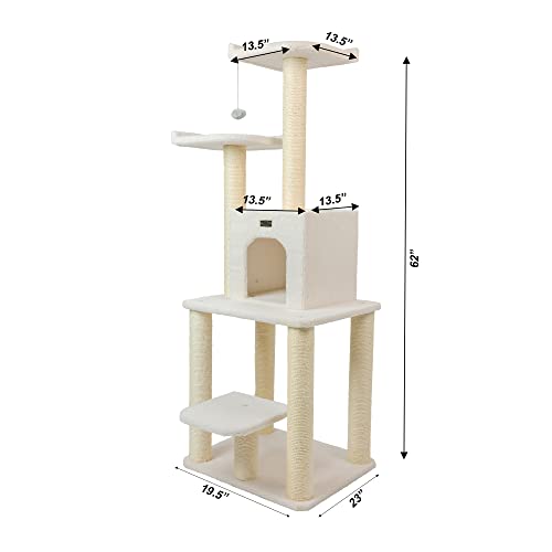 Armarkat Ivory Cat Tree - 62-Inch, Model B6203