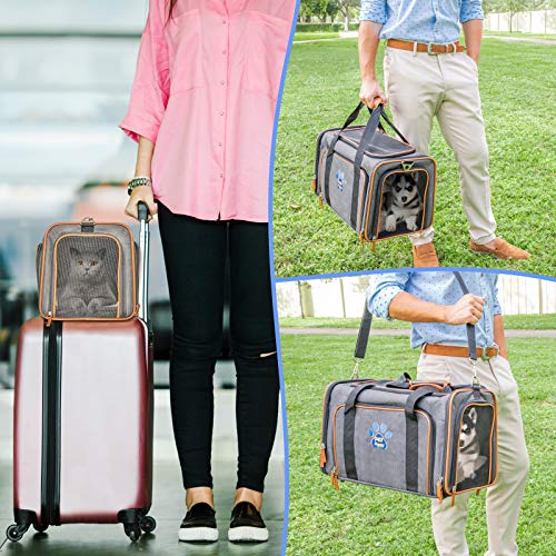 Premium Airline Approved Expandable Pet Carrier by Pet Peppy- TWO SIDE Expansion, Designed for Cats, Dogs, Kittens,Puppies - Extra Spacious Soft Sided Carrier! (Black)