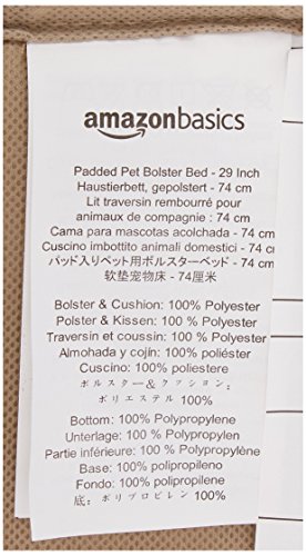Amazon Basics Padded Pet Bolster Bed, 29 x 19 inches