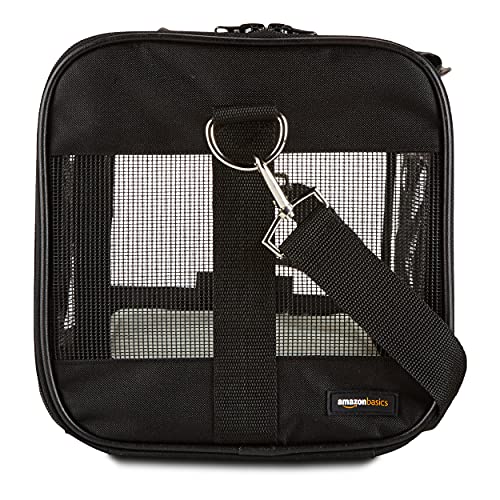 Amazon Basics Soft-Sided Mesh Pet Travel Carrier, Medium, 17 x 10 x 10 Inches, Black