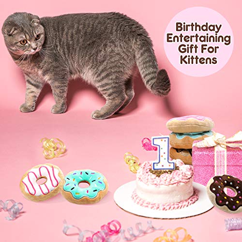 6 Pack Donut Cat Catnip Toys Kitten Chew Knickknack Sprinkles Interactive Pillows Teeth Grinding Catmint Plush Plaything Kitty Gift Ideas Supplies 4 Inches