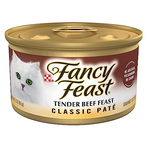 Purina Fancy Feast Grain Free Pate Wet Cat Food, Tender Beef Feast - 3 oz(Pack of 24)