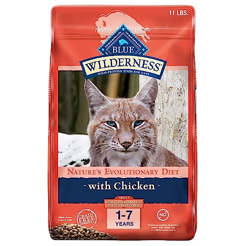 Blue Buffalo Wilderness High Protein Grain Free, Natural Adult Indoor Hairball & Weight Control Dry Cat Food, Chicken 11-lb