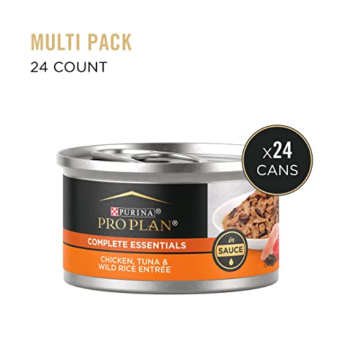 Purina Pro Plan Wet Cat Food, Chicken, Tuna & Wild Rice Entree in Sauce - (24) 3 oz. Pull-Top Cans