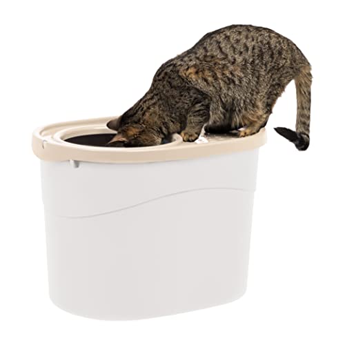 IRIS USA Top Entry Cat Litter Box with Scoop TECL-20