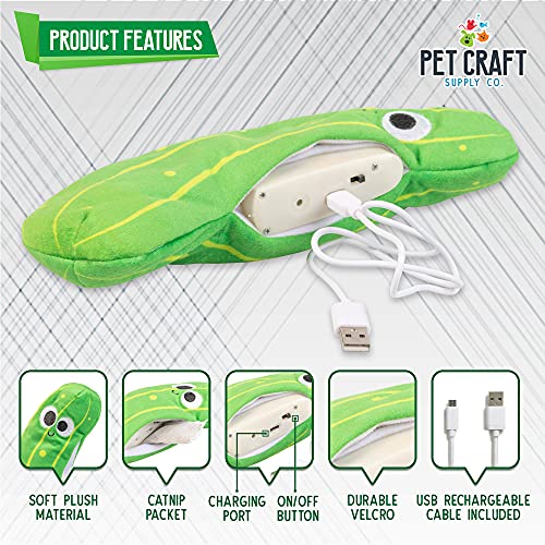 Pet Craft Supply Wiggle Pickle and Shimmy Shark Flipper Flopper Interactive Electric Realistic Flopping Wiggling Moving Fish Potent Catnip and Silvervine Cat Toy, Multi (8727)