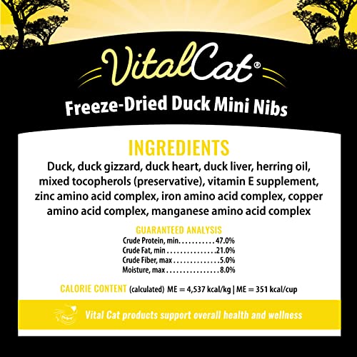 Vital Cat Freeze-Dried Duck Mini Nibs Grain Free Limited Ingredient Cat Food, 12 Ounce Bag