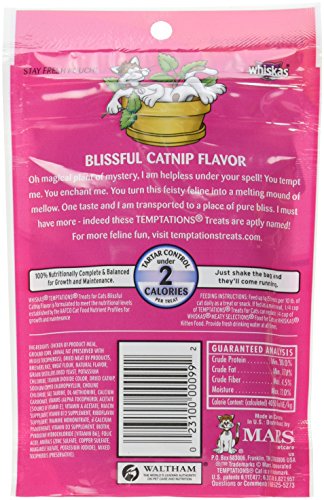 TEMPTATIONS Classic Treats for Cats Blissful Catnip Flavor 3 Ounces(Pack of 3)