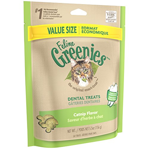 FELINE GREENIES Natural Dental Care Cat Treats Catnip Flavor, 5.5 oz. Pack