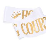 Homecoming Court Sash - White & Gold Design